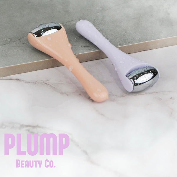 Face roller, ice roller, dermatology, eye bags, large pores, shrink your pores, plump, plump beauty co, mini, mini ice roller, beauty tools, cosmetics, hair, makeup, skincare, skin care, self care, lymphatic drainage